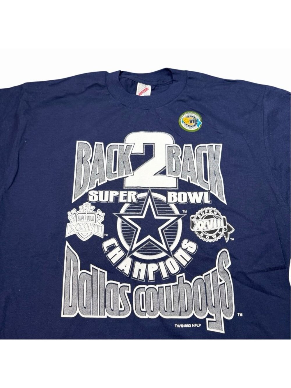 Vintage 1993 Jerzees Dallas Cowboys Back 2 Back Super Bowl Champions T-Shirt XL